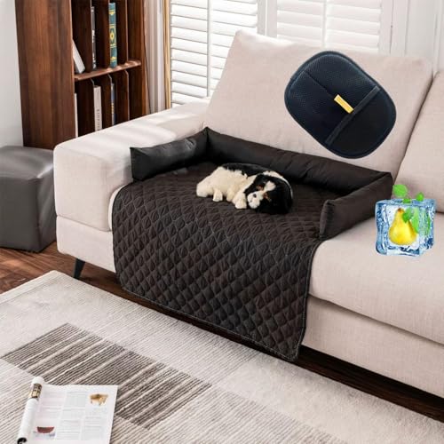UERSUR Pelsbarn Heat Relief Cooling Dog Bed,Machine Washable Cooling Dog Cat Sofa Bed,Keep Your Cat Comfortable (Schwarz, 90 * 135cm) von UERSUR