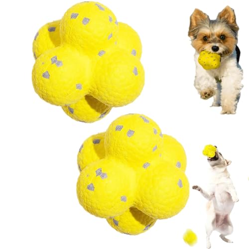 UERSUR Pfotenstern Kauzauber Ball,Pfotenstern Magic Ball,Kauzauberball Hund,Hundeball-Spielzeug für Aggressive Kauer,Leichtes Material, Hochspringendes, strapazierfähiges (Gelb 2 PCS) von UERSUR