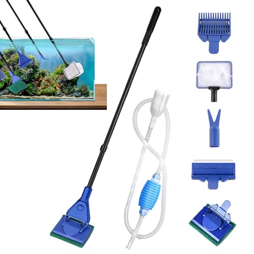 5-in-1 Aquarium-Reinigungsset, Aquarium-Reinigungsset mit Aquarium-Syphon, Fischtankschaber, Löffelnetz, Kiesreiniger, Schwamm, Pflanzengabel für die Wartung von Aquarien 5-in-1 Aquarium-Reinigungsset, Aquarium-Reinigungsset mit Aquarium-Syphon, Fischtankschaber, Löffelnetz, Kiesreiniger, Schwamm, Pflanzengabel für die Wartung von Aquarien von UESDU