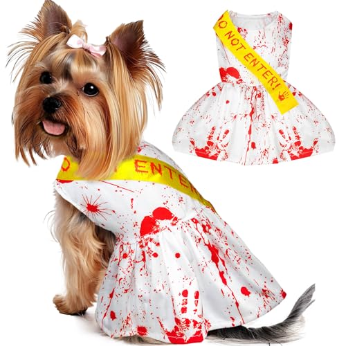 UETZLTB Halloween-Kostüm für Hunde und Katzen, blutiger Handabdruck, weißes Welpen- und Katzenkostüm für mittelgroße und kleine Haustiere, Schärpe mit Aufschrift "Do Not Enter" für den Urlaub UETZLTB Halloween-Kostüm für Hunde und Katzen, blutiger Handabdruck, weißes Welpen- und Katzenkostüm für mittelgroße und kleine Haustiere, Schärpe mit Aufschrift "Do Not Enter" für den Urlaub von UETZLTB