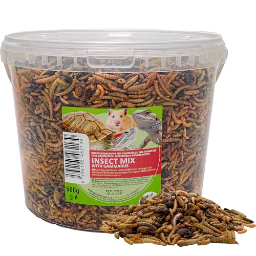 UGF - Insektenmischung mit Gammarus, 3 Liter = 500g, Igelfutter, Rennmausfutter, Hamsterfutter, Rattenfutter, Eidechsenfutter - Mehlwürmer, Soldatenfliegenlarven, Seidenraupen, Gammarus von UGF Underground Food