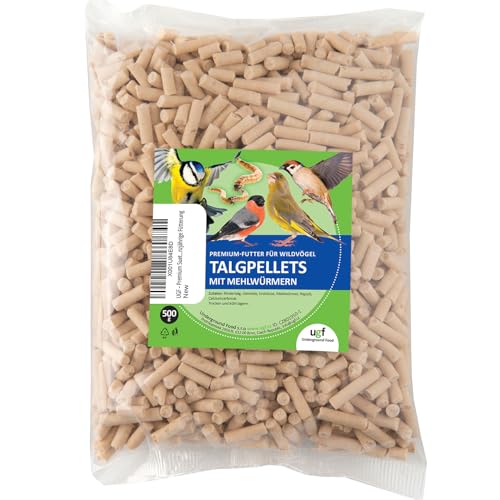 UGF – Premium Suet Pellets mit Mehlwürmern - 500g, Vogelfutter Wildvögel Ganzjährig, Wildvögelfutter Talgpellets, Eine Einzigartige Kombination von Zutaten für die Ganzjährige Fütterung von UGF Underground Food