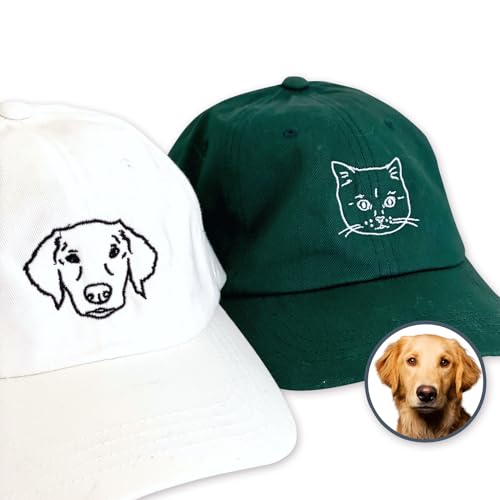 Individuell bestickte Haustiermütze mit Haustierfoto, personalisierbar, niedliches Haustierkappe, Hundebesitzer, Geschenk, Gedenkstätte, Baseballkappe, Hundegesicht, Porträt, Hund, (Blau) von UIDMEN