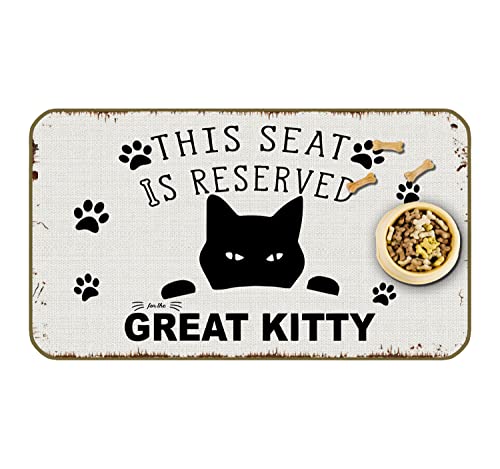 UINHMOP 43.2x76.2 cm, lustige, schwarze Katze, Silhouette, wasserdichte Futter- und Wasser-Katzen-Futtermatte, dieser Sitz ist für die große Katze reserviert, Kätzchen, Futtermatte für Böden von UINHMOP