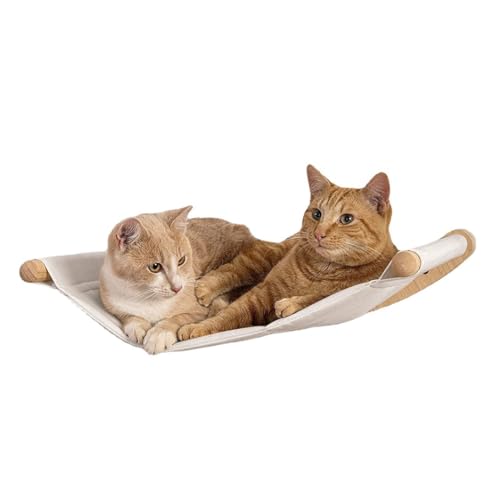 UINOFER Kletterwand Katzen, Wandmontage Katzenhängematte mit Katzenleiter, Katzenbett zum Klettern aus Natur-Holz (Cat Hammock with Step) von UINOFER