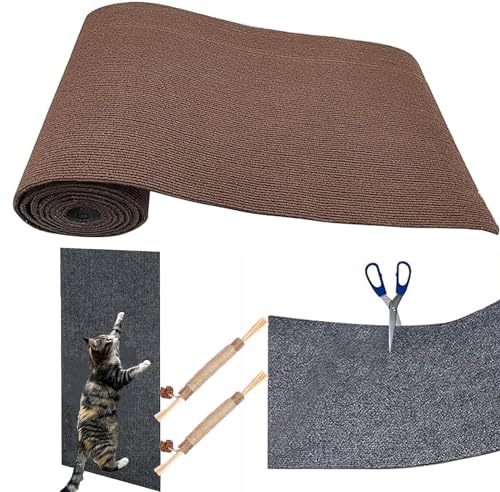 Climbing Cat Scratcher,Kratzwand FüR Katzen,Kratzmatten FüR Katzen Sofa,DIY Climbing Cat Scratcher,Kratzmatte Selbstklebend,Katzenteppich Selbstklebend (Braun,30 * 200cm) von UIRPK