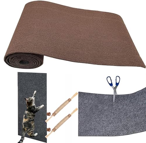 UIRPK Climbing Cat Scratcher,Kratzwand FüR Katzen,Kratzmatten FüR Katzen Sofa,DIY Climbing Cat Scratcher,Kratzmatte Selbstklebend,Katzenteppich Selbstklebend (Braun,40 * 300cm) von UIRPK