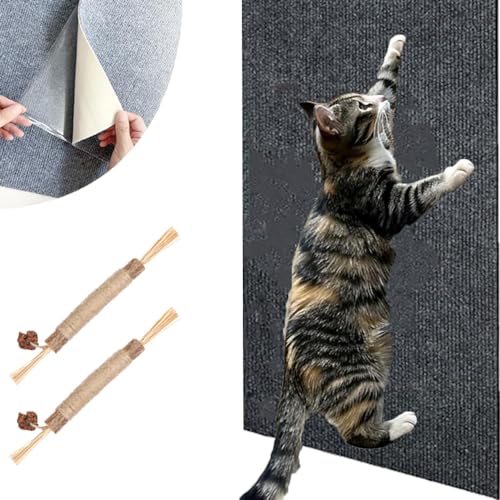 Climbing Cat Scratcher,Kratzwand FüR Katzen,Kratzmatten FüR Katzen Sofa,DIY Climbing Cat Scratcher,Kratzmatte Selbstklebend,Katzenteppich Selbstklebend (Schwarz,2X 60 * 100cm) von UIRPK