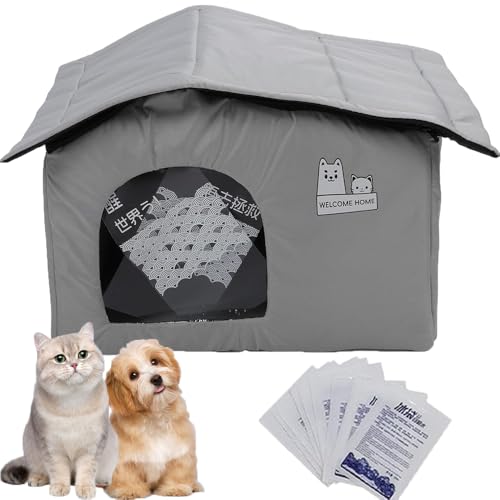UIRPK Katzen Kühlhaus,kühlhaus Katze,kühlhaus für Katzen mit eisbeuteln,cat air Conditioning House,Katzen Kühlhaus für draußen (23.62 * 14.96 * 16.53in,grau) von UIRPK