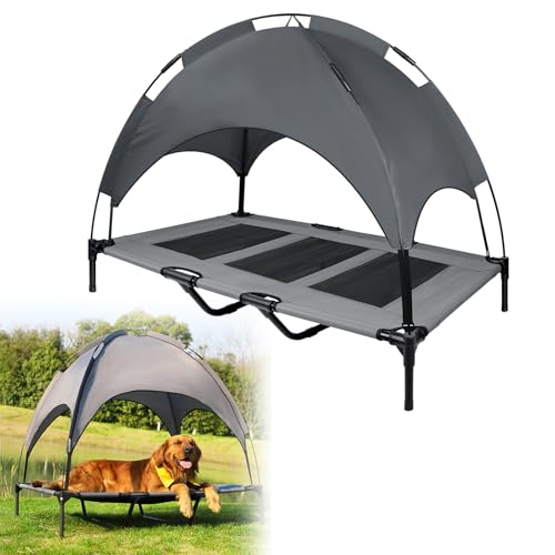 UISEBER Hundebett Erhöhtes Haustierbett 122 x 92 x 102 cm Hundeliege Outdoor mit Überdach für große Hunde bis 60 kg Wasserdicht Hundebetten für Innen und Außen Grau +Schwarz【XL】 UISEBER Hundebett Erhöhtes Haustierbett 122 x 92 x 102 cm Hundeliege Outdoor mit Überdach für große Hunde bis 60 kg Wasserdicht Hundebetten für Innen und Außen Grau +Schwarz【XL】 von UISEBRT