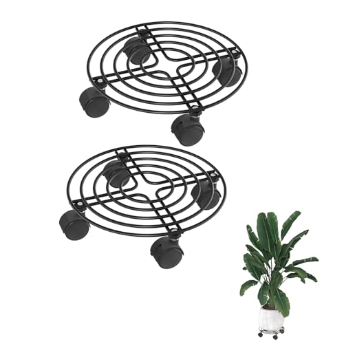 UISEBRT 2 Stück Pflanzenroller Metall, 30 cm Rund Blumentopf Untersetzer mit Abschließbaren Rollen, Schmiedeeisen Blumenroller für Außenbereich, Innenbereich, Dekorativ, Garten Typ B UISEBRT 2 Stück Pflanzenroller Metall, 30 cm Rund Blumentopf Untersetzer mit Abschließbaren Rollen, Schmiedeeisen Blumenroller für Außenbereich, Innenbereich, Dekorativ, Garten Typ B von UISEBRT