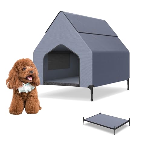 UISEBRT 2 in 1 Hundeliege überdacht & erhöhtes Hundebett mit abnehmbarem Deckel, Outdoor Hundezelt hundehütte für kleine und mittelgroße Hunde bis 40 kg, ideal für Garten, 91 x 65.5 x 86.5 cm UISEBRT 2 in 1 Hundeliege überdacht & erhöhtes Hundebett mit abnehmbarem Deckel, Outdoor Hundezelt hundehütte für kleine und mittelgroße Hunde bis 40 kg, ideal für Garten, 91 x 65.5 x 86.5 cm von UISEBRT