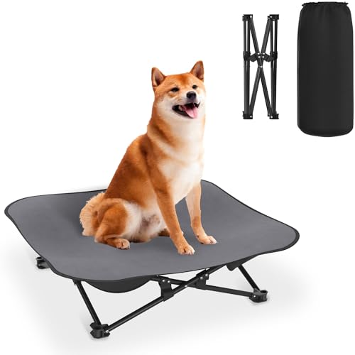 UISEBRT Erhöhtes Hundebett Hundeliege Outdoor Haustierbett Haustierliege, atmungsaktives Bett 68 x 68 x 21 cm für Reisen Garten Outdoor Indoor für kleine und mittelgroße Hunde von UISEBRT