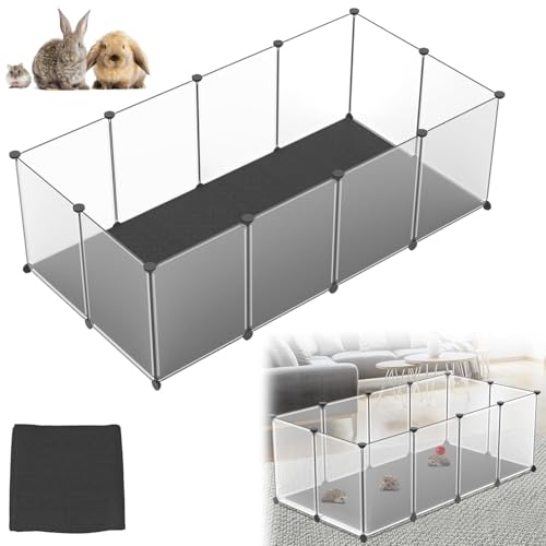 UISEBRT Freigehege mit Bodenplatten und wasserfester Komfort‑Matte, 12PC Set, modularer Laufstall, 125×63×42 cm – für Kleintiere & Welpen, Hundebox, Kaninchenkäfig, Freilaufgehege für Hunde von UISEBRT