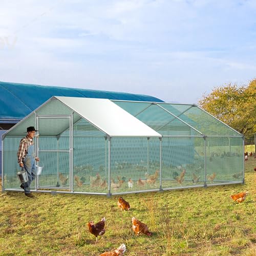 UISEBRT Hühnerstall Freilaufgehege Außengehege Hühnerhaus mit PE Sonnenschutzdach Hühnerkäfig mit Schloss Verzinkter Stahlrahmen Haustierkäfig - 3x6x2m UISEBRT Hühnerstall Freilaufgehege Außengehege Hühnerhaus mit PE Sonnenschutzdach Hühnerkäfig mit Schloss Verzinkter Stahlrahmen Haustierkäfig - 3x6x2m von UISEBRT