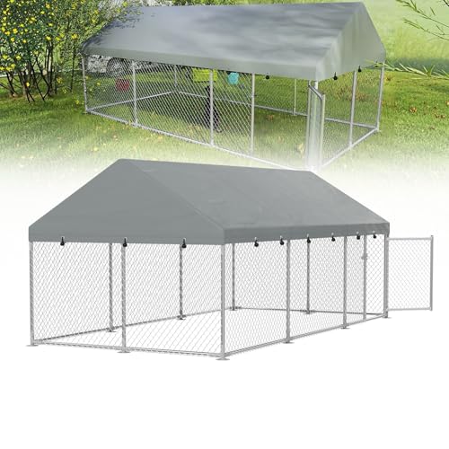 UISEBRT Hundezwinger Hundehütte Outdoor Hundehaus 400x200x165 cm UV- & Wasserdicht Hundekäfig mit Dach aus 420D Oxford-Gewebe Welpenlaufstall Verschließbares Riegelsystem und Sicheres Design UISEBRT Hundezwinger Hundehütte Outdoor Hundehaus 400x200x165 cm UV- & Wasserdicht Hundekäfig mit Dach aus 420D Oxford-Gewebe Welpenlaufstall Verschließbares Riegelsystem und Sicheres Design von UISEBRT