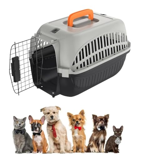 UISEBRT Katzentransportbox, Transportbox Katze mit Metalltür Vorne Tiertransportbox,Transportbox Hund für Kleine Haustiere/Katzen/Hunde/Kaninchen bis 10 kg, Grau+Schwarz UISEBRT Katzentransportbox, Transportbox Katze mit Metalltür Vorne Tiertransportbox,Transportbox Hund für Kleine Haustiere/Katzen/Hunde/Kaninchen bis 10 kg, Grau+Schwarz von UISEBRT