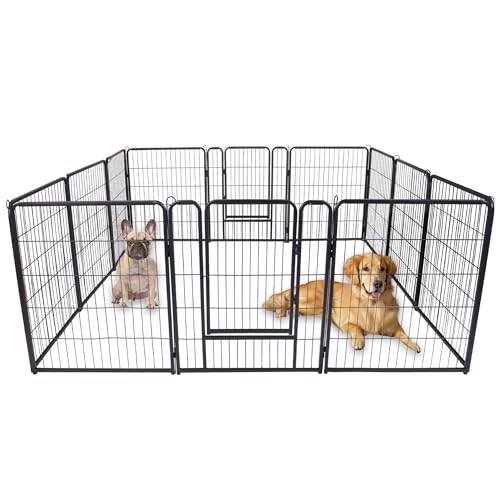 UISEBRT Welpenlaufstall Freilaufgehege Welpenauslauf mit Tür Laufstall Hunde Flexibel Faltbare Freigehege für Hund Katze Welpe Kaninchen (je 65 x 80 cm, 12 Stück) von UISEBRT