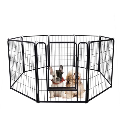 UISEBRT Welpenlaufstall Freilaufgehege Welpenauslauf mit Tür Laufstall Hunde Flexibel Faltbare Freigehege für Hund Katze Welpe Kaninchen (je 65 x 80 cm, 8 Stück) von UISEBRT