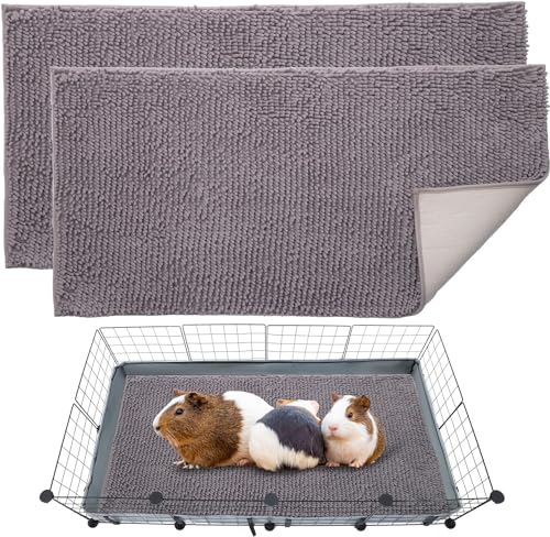 UIUIX Fleece-Decken, Meerschweinchen-Käfig, 2 Stück, 119,4 x 61 cm, waschbar, Urinierunterlagen, wiederverwendbare Schlafmatten für Kaninchen, Hamster, 61 x 121 cm, Grau, 2 Stück von UIUIX