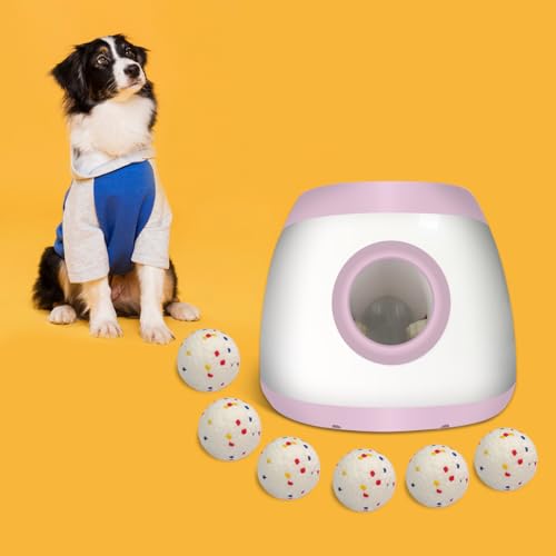 UJQW AutoDog Ballwerfer – Großer, leiser Hundeballwerfer mit Fernbedienung, 3 einstellbare Entfernungen (9 m/13,7 m/24,4 m), wiederaufladbar, inklusive 6 langlebigen 6,1 cm Tennisbällen für von UJQW