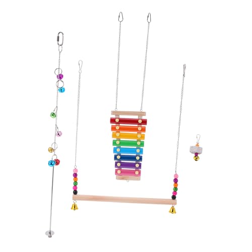 UKCOCO Hühnerschaukel Spielzeug Mit Holzstander Gabel Und Xylophon Für Hühner Und Vögel Zum Spielen Und Entspannen von UKCOCO