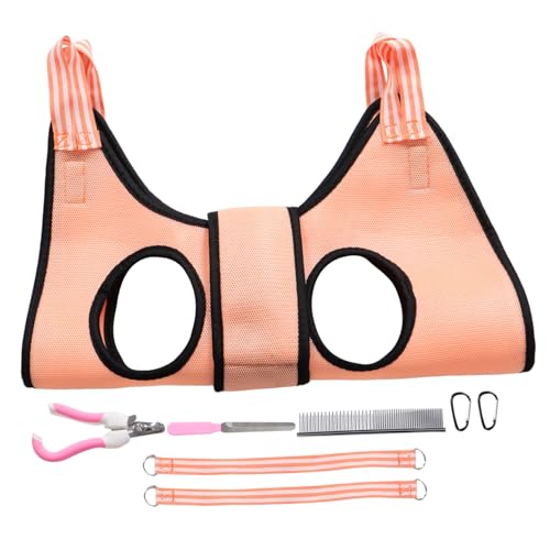UKCOCO 1 Satz Haustierpflege-Hängematte Hundepflege Hängematte Katzenpflege Pflegewickel für Katzen Katzen-Rückhalteband Hundeliftgeschirr Katzengurt Rostfreier Hellbraun von UKCOCO