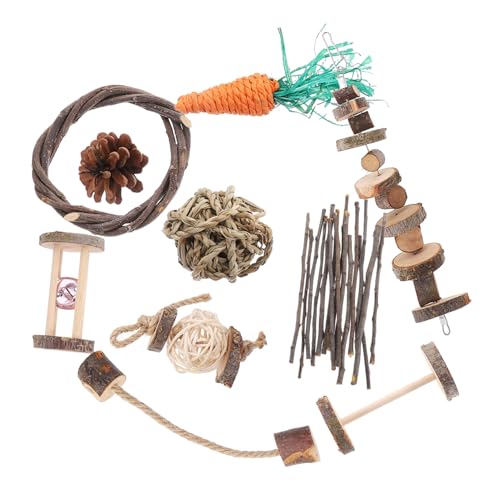 UKCOCO 1 Satz Meerschweinchen Hamsterspielzeug drinnen und Zubehör für Meerschweinchen Käfig Hamster kauert Chinchilla-Accessoire hölzern UKCOCO 1 Satz Meerschweinchen Hamsterspielzeug drinnen und Zubehör für Meerschweinchen Käfig Hamster kauert Chinchilla-Accessoire hölzern von UKCOCO
