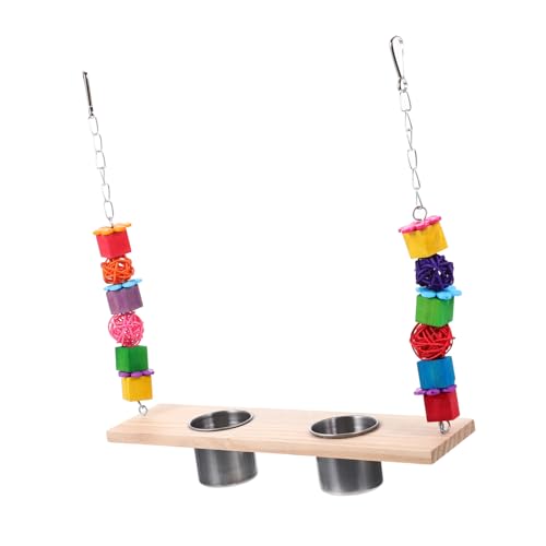 UKCOCO Papagei Schaukel Mit Futterbechern Multifunktionale Vogelspielzeug Für Wellensittiche Und Kleine Vögel Für Käfige Bewegung Und Spiel von UKCOCO