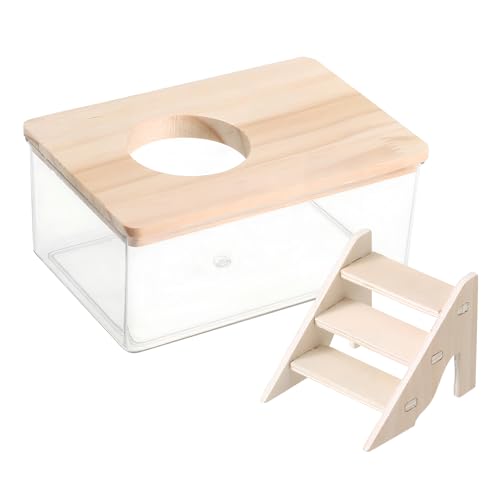 UKCOCO 1 Set Hamster Badezimmer Sandbehälter Zum Graben Hamster Zubehör Hamster Badewanne Sandbadbehälter Mit Leiter Hamster Substratbehälter Hamster Badbehälter Transparenter Abs von UKCOCO