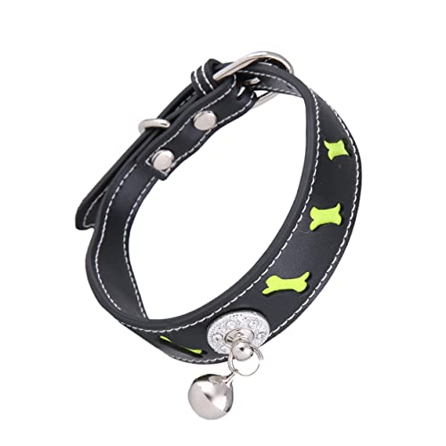 UKCOCO 1 Stück Haustierhalsband mit Glocke cutermesserser Verstellbarer Schultergurt Reflektierendes für Hunde aus PU- für Haustier Hund Black von UKCOCO