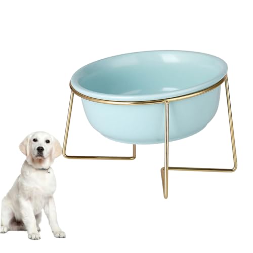 UKCOCO 1stück Kerntyp Hochbeiniges Fressnapf Haustiere Keramische Futterschüssel Mit Ständer Ergonomisches Design Für Katzen Und Hunde Blau von UKCOCO