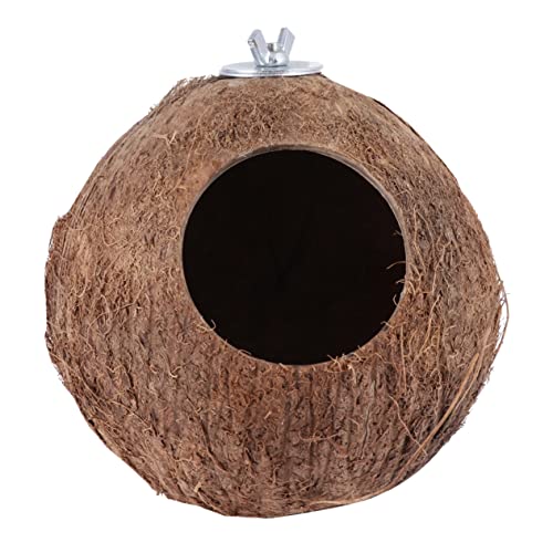 UKCOCO 1 Stück Kokosnuss-Vogelhaus die Critters Kleintier sabberlack Bird cage Kreatives natürliches Vogelnest Papageienspielzeug Kokosnussschalennest Nest für Papageien Coffee von UKCOCO