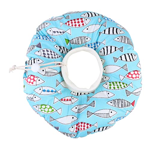 UKCOCO 1 Stück Schildkragen Für Haustiere Verhindern Plaudern Katze Mit Name Nacken Katzenhalsband Personalisierte Katze Für Welpen Mittel Für Lecken Fisch Sky-Blue von UKCOCO