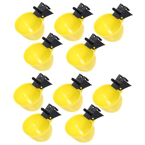 UKCOCO 10 Stück Pigeon Chicken Trinkbrunnen geflügel tränke Bird Bath Outdoor Geflügeltränke Futtertrog für Hühner Geflügelfutter Haustierbedarf automatische Tränkebecken Plastik Yellow von UKCOCO