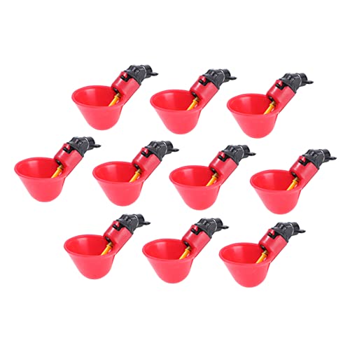 UKCOCO 10 Stück Wassertrinker pet Water Bowl geflügel tränke Wasserspender für Geflügel Geflügeltränke Haltbarer Trinknapf Trinkbecher für Geflügelwasser Taubentrinker Wachteltrinker rot von UKCOCO