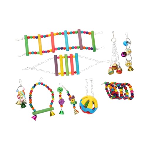 UKCOCO 10stücke Holz Vogelschaukel Spielzeug Für Sittiche Papagei Vogel Käfig Zubehör Sitzstangen Balance Trainingsspielzeug Vogelständerspielzeug Hängendes Spielzeug von UKCOCO
