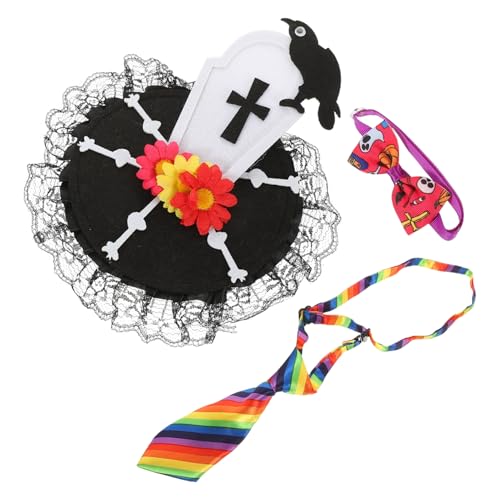 UKCOCO 1Satz Dekoratives Haustierhalsband Für Halloween Teiliges Mit Fliege Und Kopfbedeckung Hundehalsdekor Und Katzenhalsband Für Festliche Anlässe Und Haustierpartys von UKCOCO