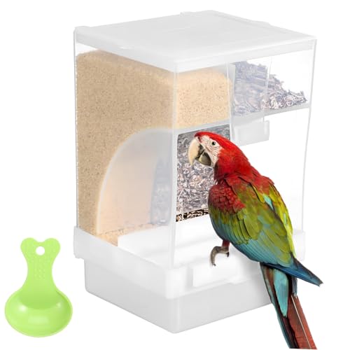 UKCOCO 1Satz Transparenter Vogelfutterbehälter Mit Löffel Automatischer Vogelkäfig Feeder Für Ausgewogene Setup Sicher Und Langlebig Für Vogel von UKCOCO