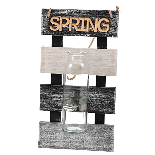 UKCOCO 1Satz Wandhängender Glasblumenvase Mit Holzbrett Für Hydroponische Pflanzen Wanddekoration Und Raumgestaltung Mit Vase Und Holzrahmen von UKCOCO
