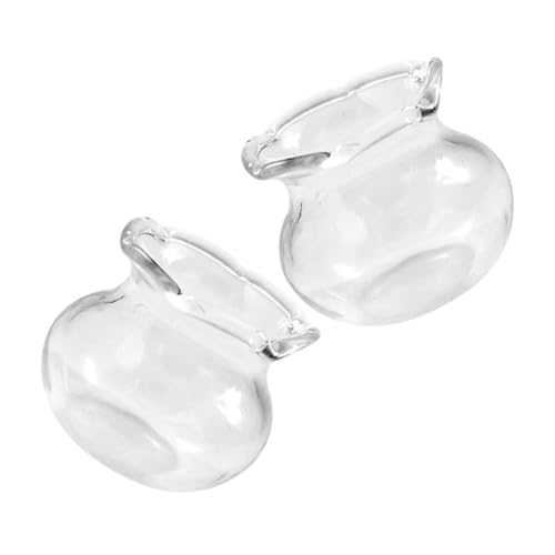 UKCOCO 2 Stück Fischschalen Miniatur-Aquarium Puppenhaus Zubehör DIY Fischbehälter DIY Fischbecken Dekoration für Zuhause Miniaturszene Zubehör Betta-Fischschale Fischglas-Aquarium von UKCOCO