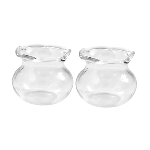 UKCOCO 2 Stück Mini-Fischschalen Glasfischglas Puppenhaus Zubehör Kleine Fischschüssel Mini Aquarium Zubehör Mini Fischglas Szenenzubehör Kleiner Fischtank Fischglas aus Glas von UKCOCO