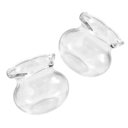 UKCOCO 2 Stück Mini-spielzeugaquarium Miniatur-Aquarium Fischschalen Kleines Mini-Aquarium Kleiner Fischtank Betta-fischschale Glas von UKCOCO