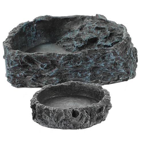 UKCOCO 2 Stück Multifunktions-Wasserschale Haustier Wasserplatte für Schildkröte Schlange Reptilienterrarium dekorative Wasserschale Sicherheitswasserschale verwenden Harz von UKCOCO