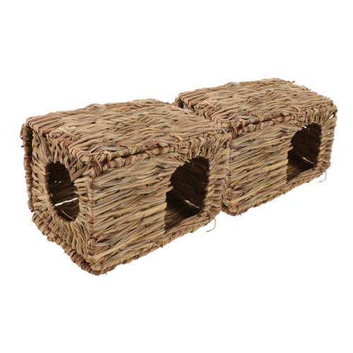 UKCOCO 2 Stück Stroh Kaninchennest Kaninchenverstecke Hamsterversteck Kaninchenbett Versteck Hasenhaus Chinchillakäfig Zubehör Frettchenbett Chinchillahaus von UKCOCO
