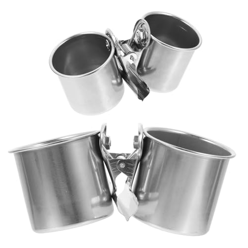 UKCOCO 2stücke Edelstahl Vogelfutterspender Für Papageien Multifunktionsnapf Mit Clip Futter Wasserschale Für Vögel Für Wellensittiche Kanarienvögel Tauben Und Andere von UKCOCO
