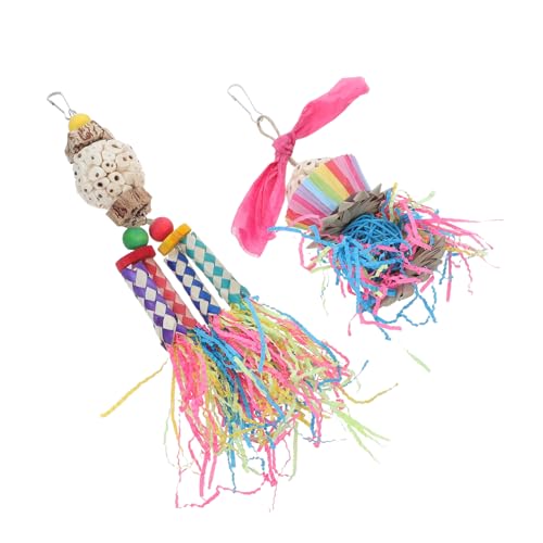 UKCOCO 2stücke Wellensittich Spielzeug Kauen Vogel Käfig Natur Sorgen Schredder Zubehör Klein Kauen Schaukel Conure Kanarienvogel Mittel Versorgung Schredder von UKCOCO