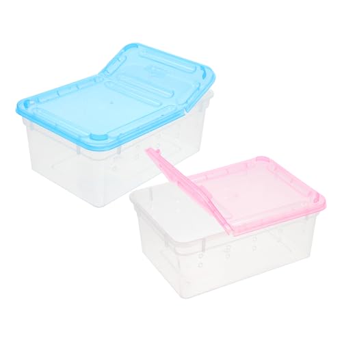 UKCOCO 2Stücke Fütterungsboxen für Haustier Schnecken Leichte Plastik Transportbox für Reptilien Belüftet und Transparent für Zucht und Beobachtung von UKCOCO