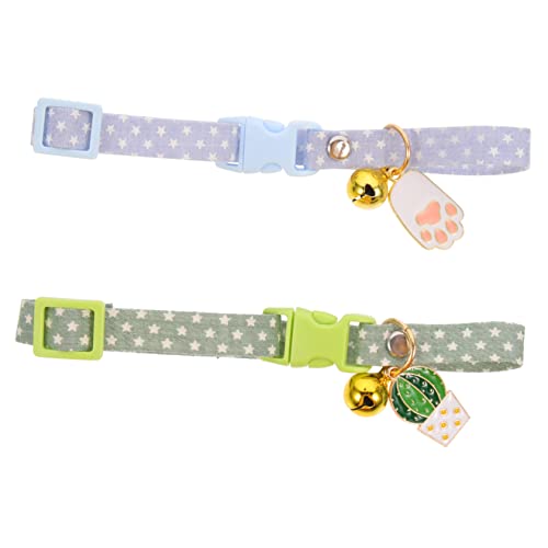UKCOCO 2Stücke Katzenhalsband mit Anhängern Abnehmbares Katzenkragen Sicheres und Verstellbares Kätzchenzubehör für Innenkatzen und Kleine von UKCOCO