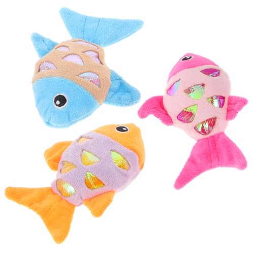 UKCOCO 3 Stück Katzenfischspielzeug Katzenspielzeug Plaudern Katzenmatte, Fischspielzeug Plüschtiere interaktive Katze Katzen cat Toys Plüschfisch für Haustiere von UKCOCO